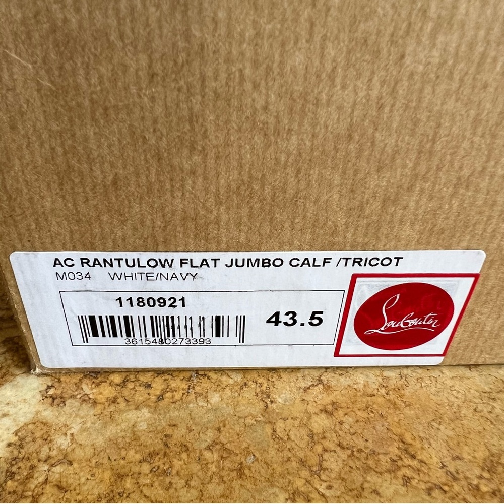 Men’s Christian Louboutin AC Rantulow Flat Jumbo Calf/Tricot in White/Navy - Picture 11 of 11